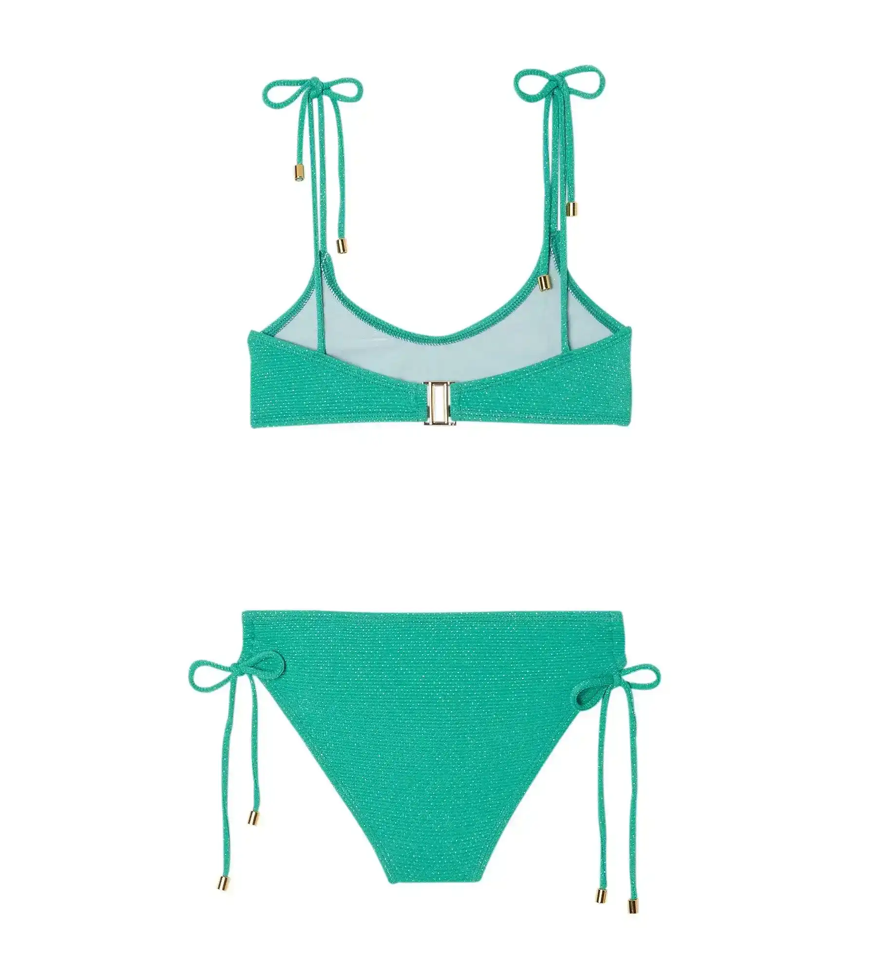 Maillot de bain deux pièces fille, piqué vert / or | BAHAMAS 2P - Image 8