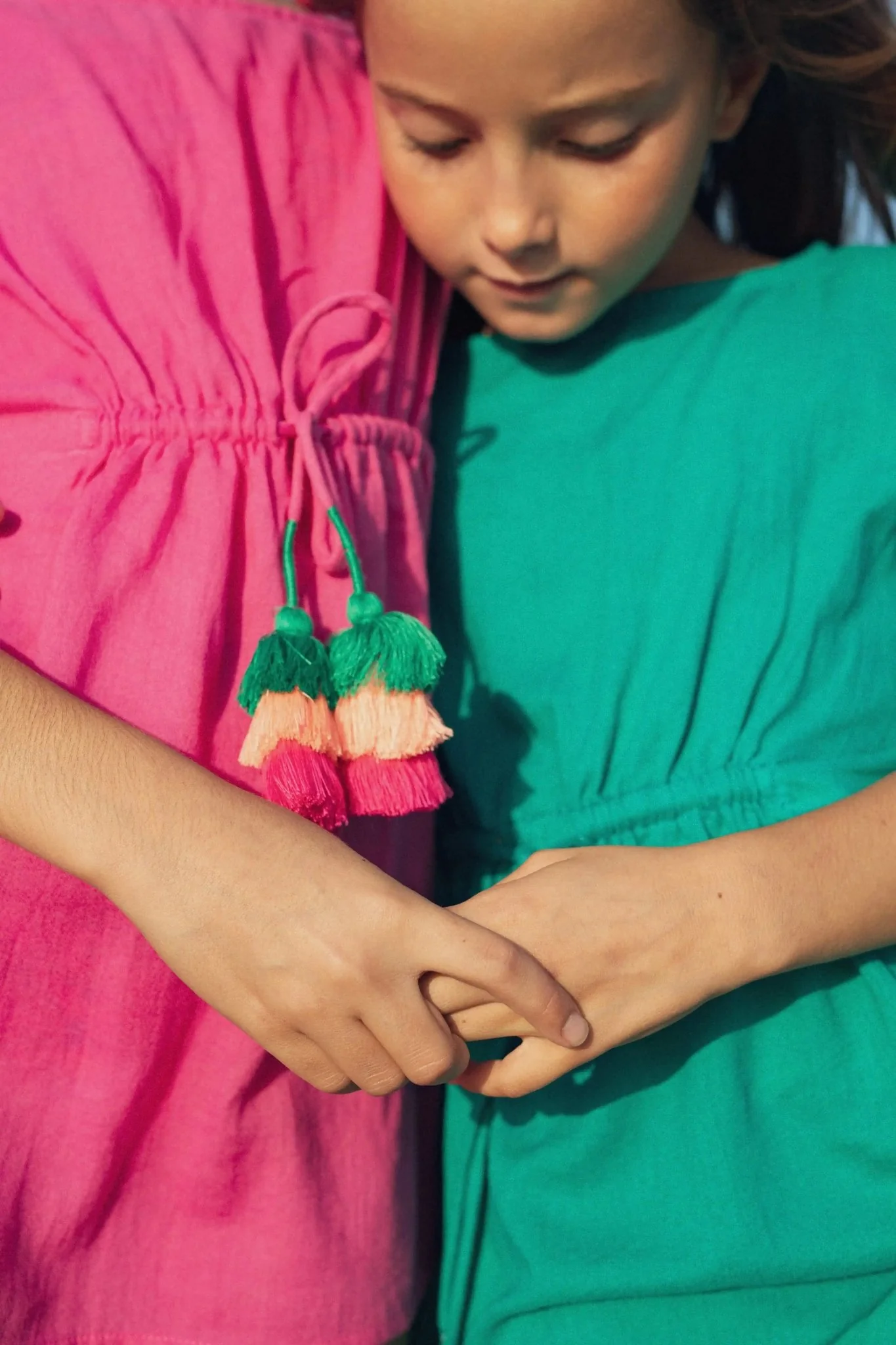 Caftan fille à pompons, fuschia | LEA - Image 4
