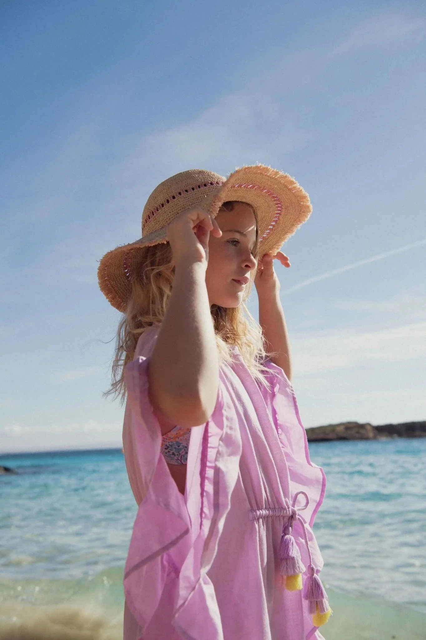 Caftan fille à pompons, lilas | LEA - Image 3