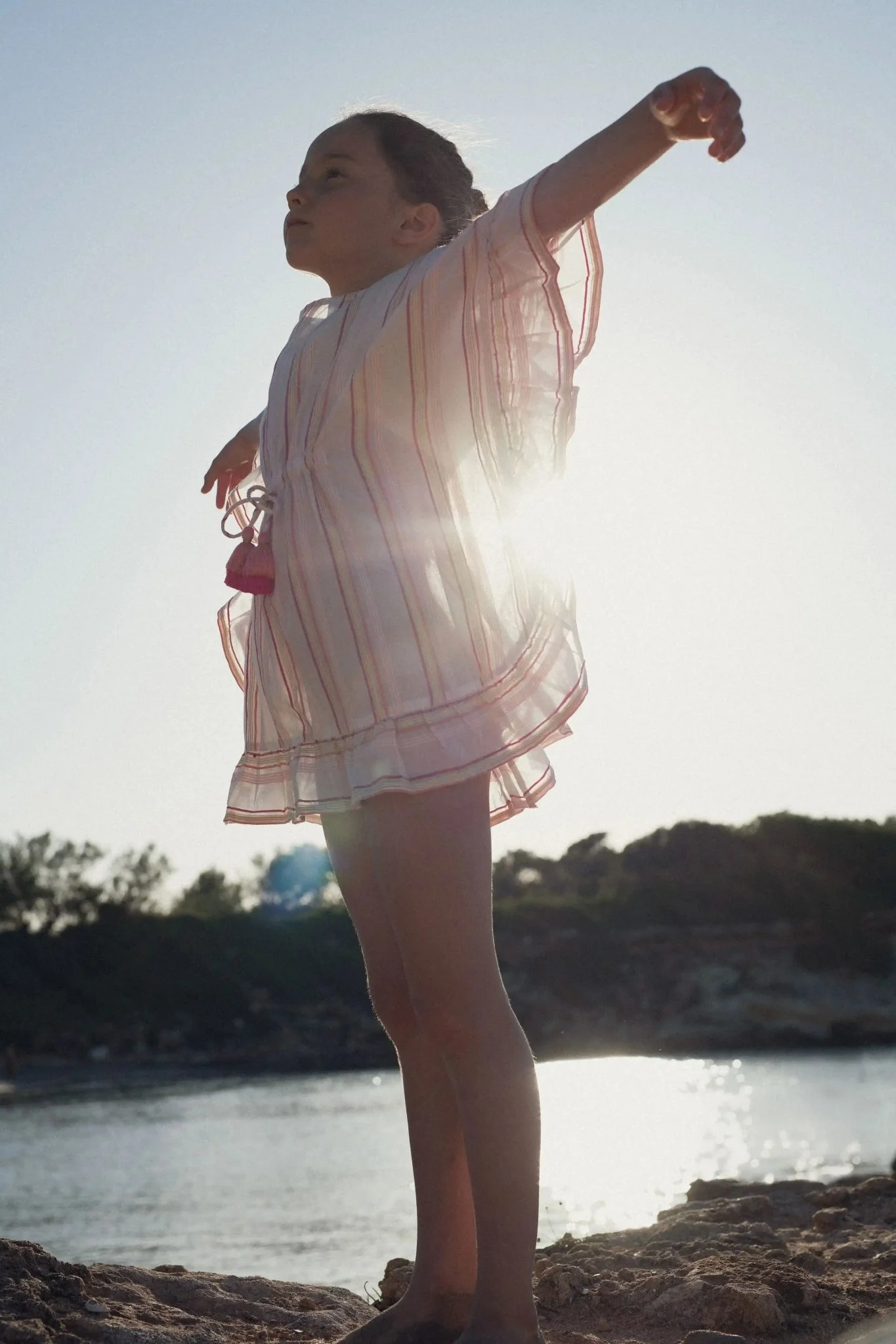 Caftan rayé lurex fille, rose/or | BAHIA - Image 3
