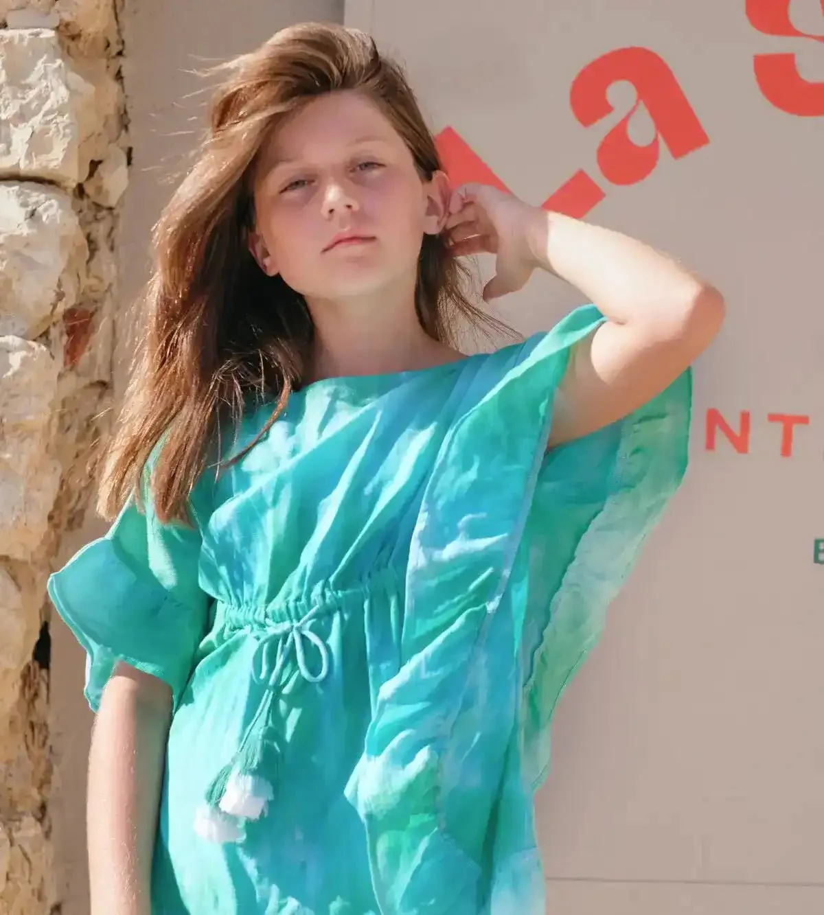 Caftan tie dye fille, vert et bleu | SPRITZ - Image 3