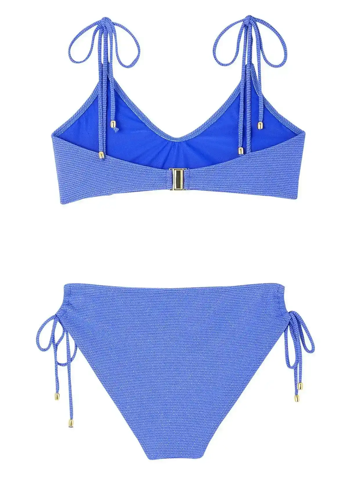 Maillot de bain deux pièces fille, piqué porcelaine/or | BAHAMAS 2P - Image 7