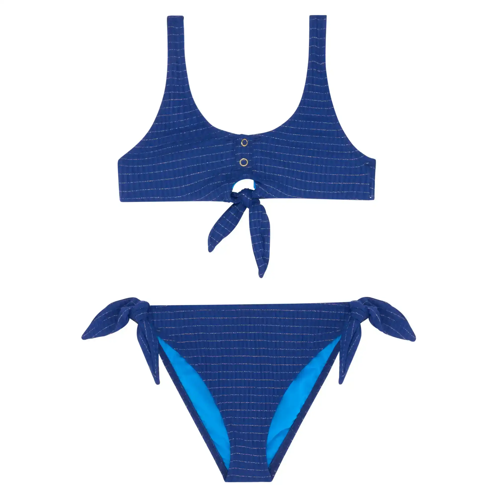 Maillot de bain deux pièces fille à pressions, marine/or | CALYPSO 2P - Image 2