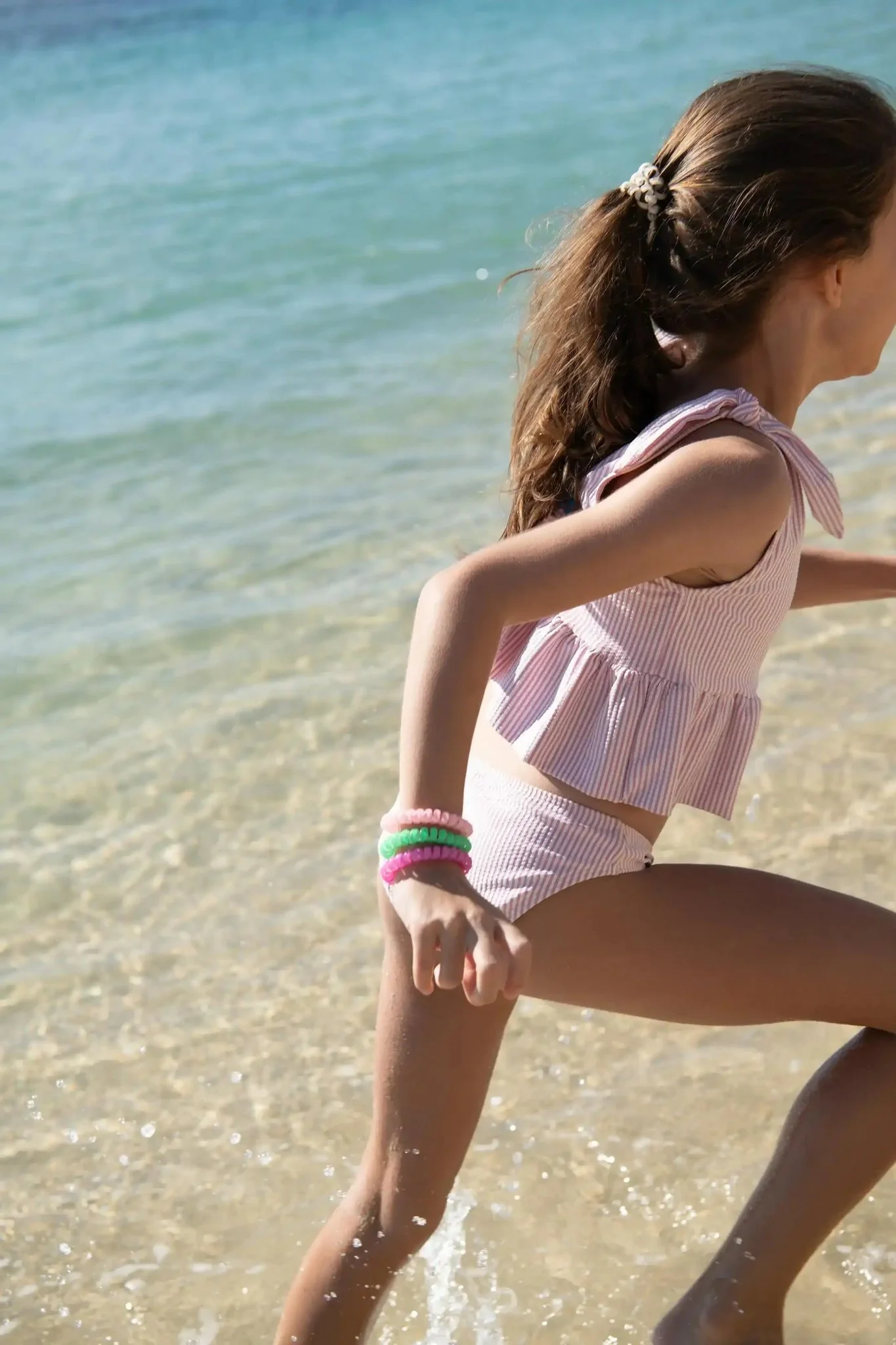 Maillot de bain deux pièces fille rayé lilas | CANDY 2P - Image 3