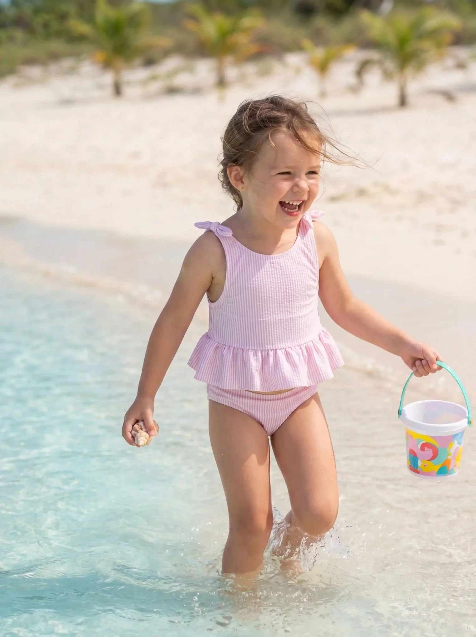 Maillot de bain deux pièces fille rayé lilas | CANDY 2P - Image 4