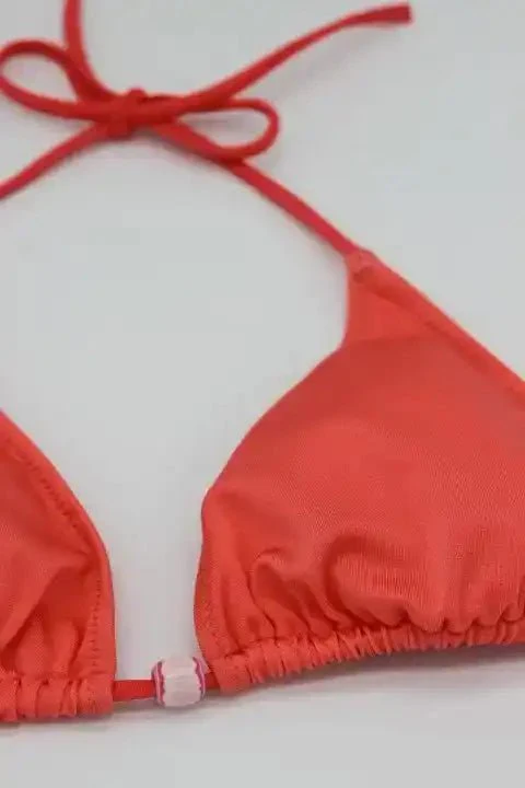 Maillot de bain deux pièces triangle fille, corail | BERMUDES 2P - Image 6