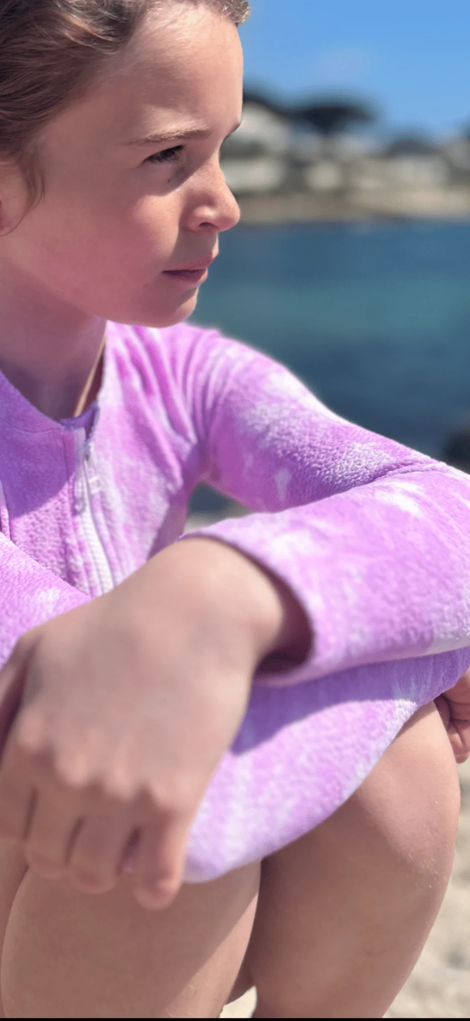 Maillot de bain manches longues anti UV fille, tie dye lilas | COMBI TAHAA - Image 4
