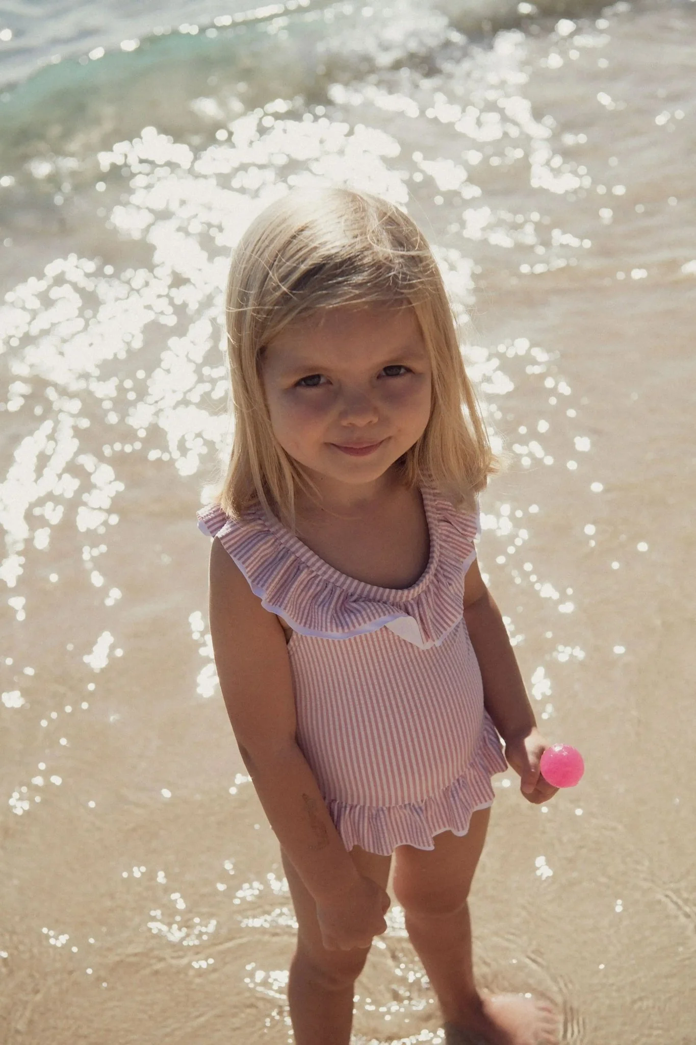 Maillot de bain une pièce fille à volants lilas | CANDY 1P