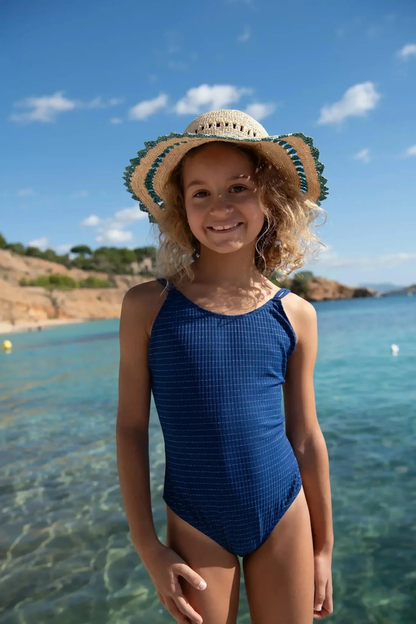 Maillot de bain une pièce fille, marine/or | CALYPSO 1P - Image 3