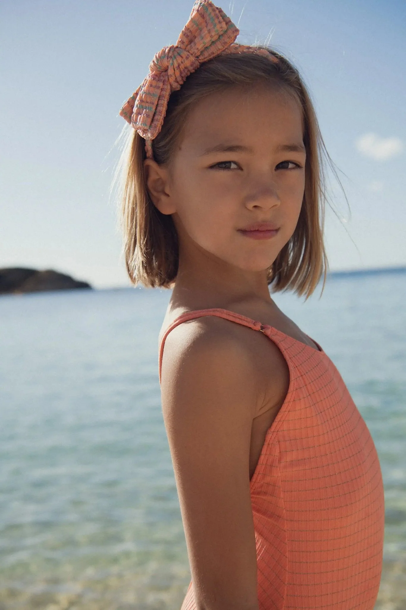 Maillot de bain une pièce fille, corail | CALYPSO 1P - Image 5