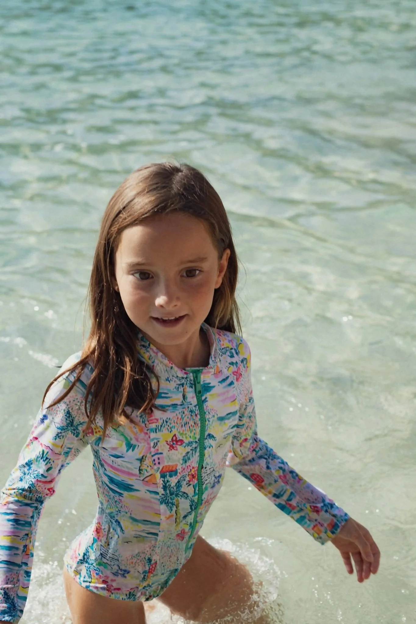 Maillot de bain une pièce manche longue, aqua | GIGI COMBI - Image 3